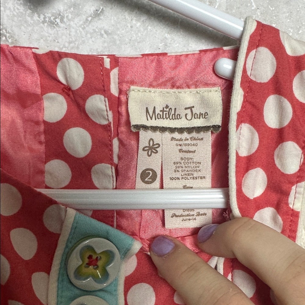 Matilda Jane Polka Dot Dress with Green Floral Hem - Picture 3 of 4
